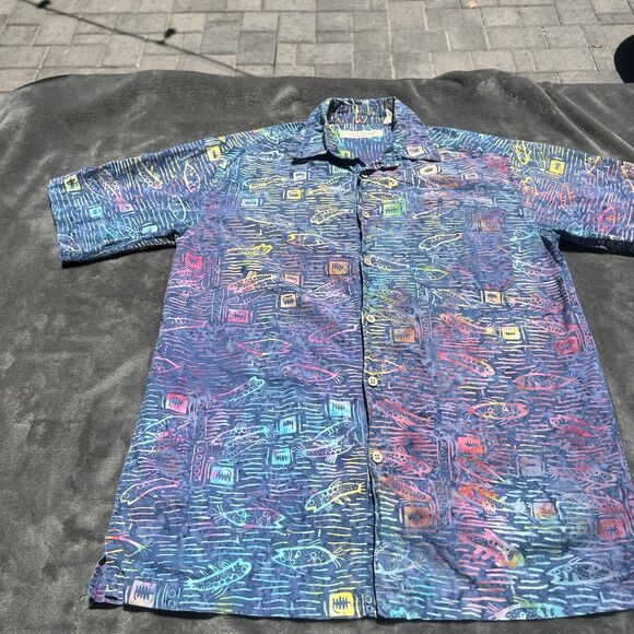 Island Republic Mens M Shirt All‎ Over Fish Print Multicolor - Picture 1 of 13